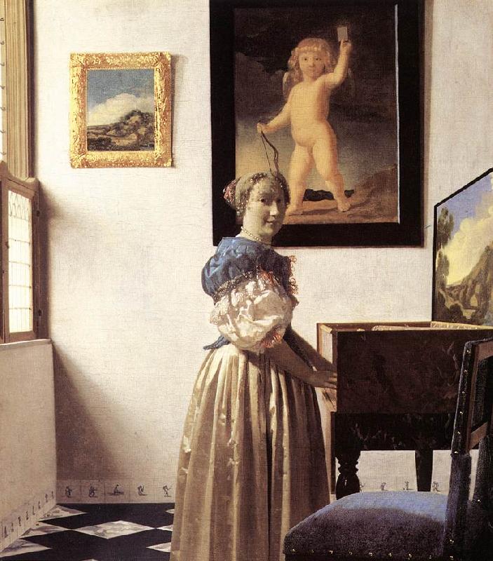 VERMEER VAN DELFT, Jan Lady Standing at a Virginal er oil painting image